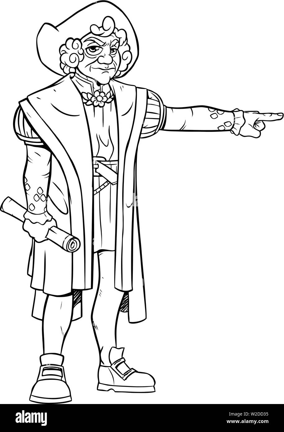 Cristoforo Colombo Line Art Illustrazione Vettoriale
