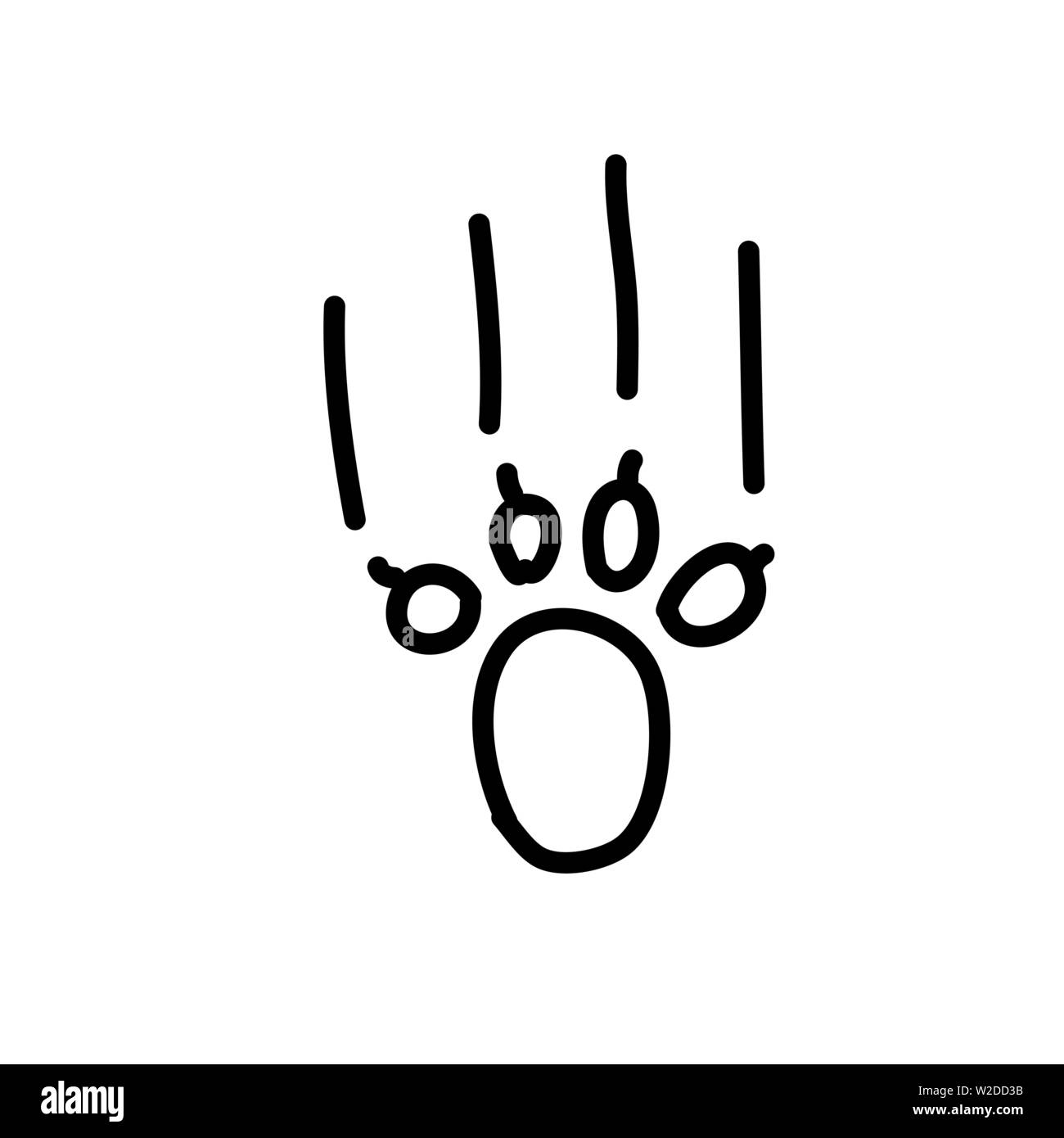 Gatto nero zampa. Graffiare animali. Stampa di Pet. Design piatto. Illustrazione Vettoriale. Illustrazione Vettoriale