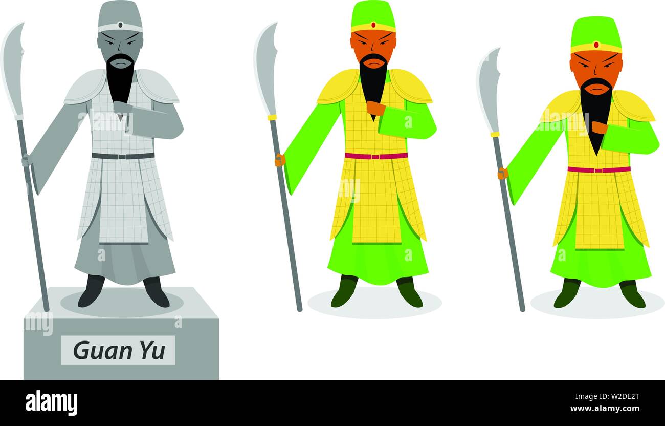 Guan Yu - guerriero cinesi isolato su bianco arte vettoriale Illustrazione Vettoriale
