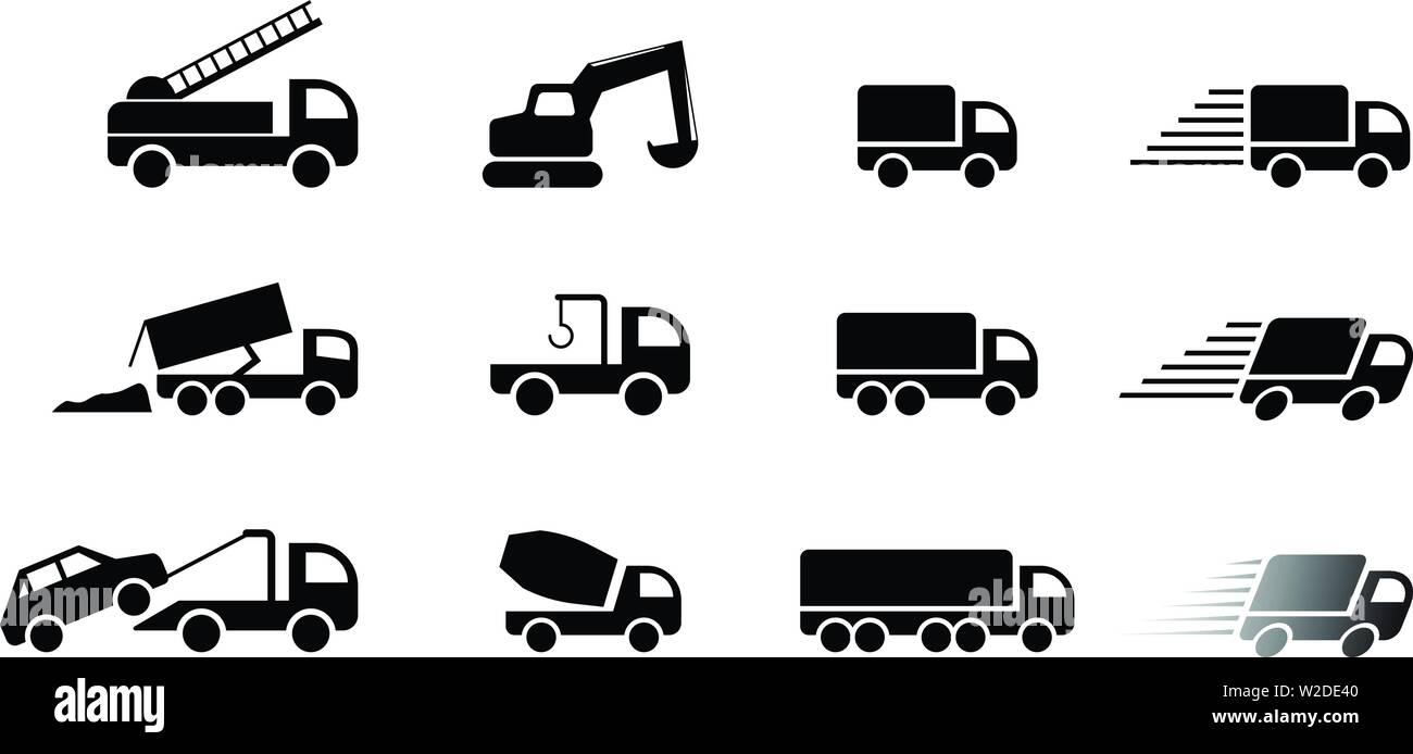 Set di servizio del carrello icona e segno, vector art design Illustrazione Vettoriale