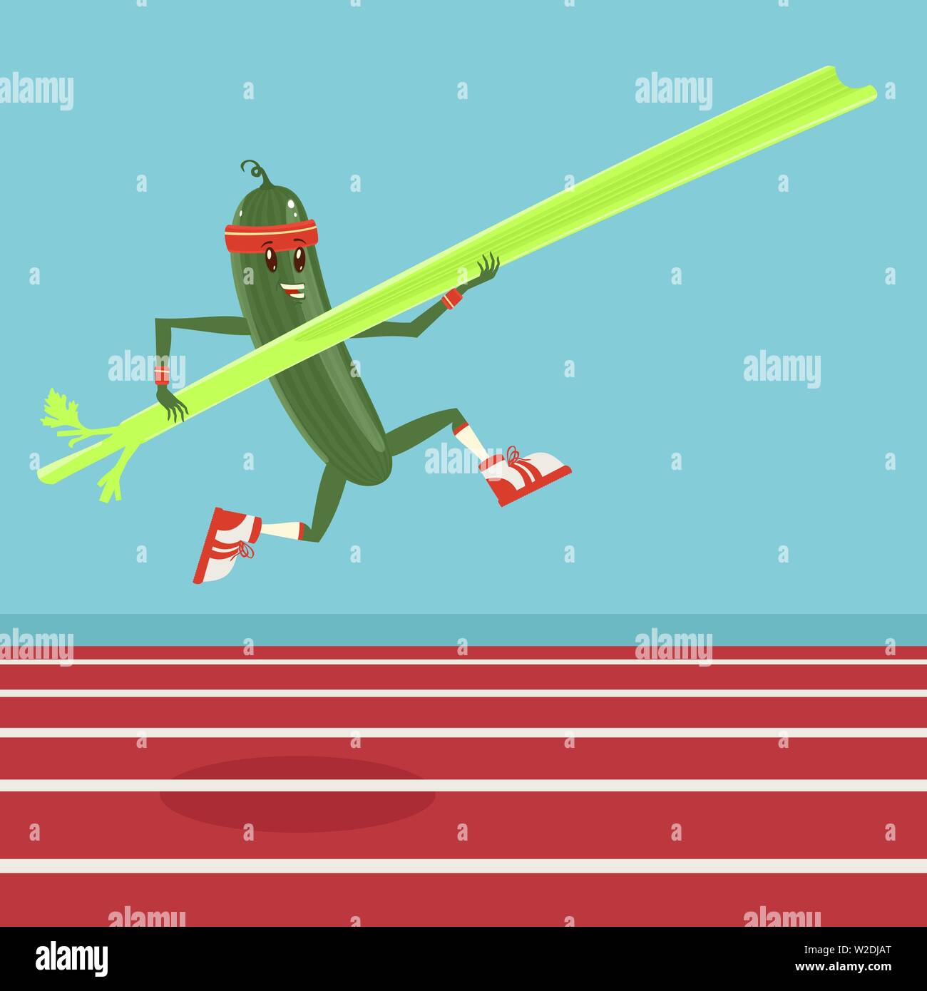 Il cetriolo atleta cibo sano simbolo Illustrazione Vettoriale