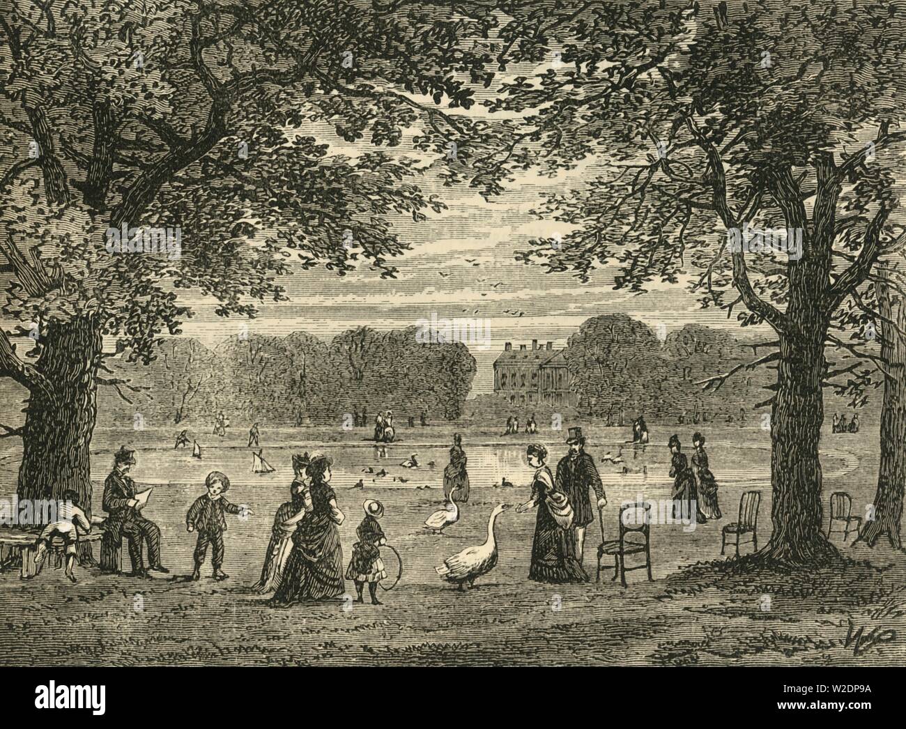 'Allo stagno rotondo, Kensington Gardens', C1876. Creatore: sconosciuto. Foto Stock