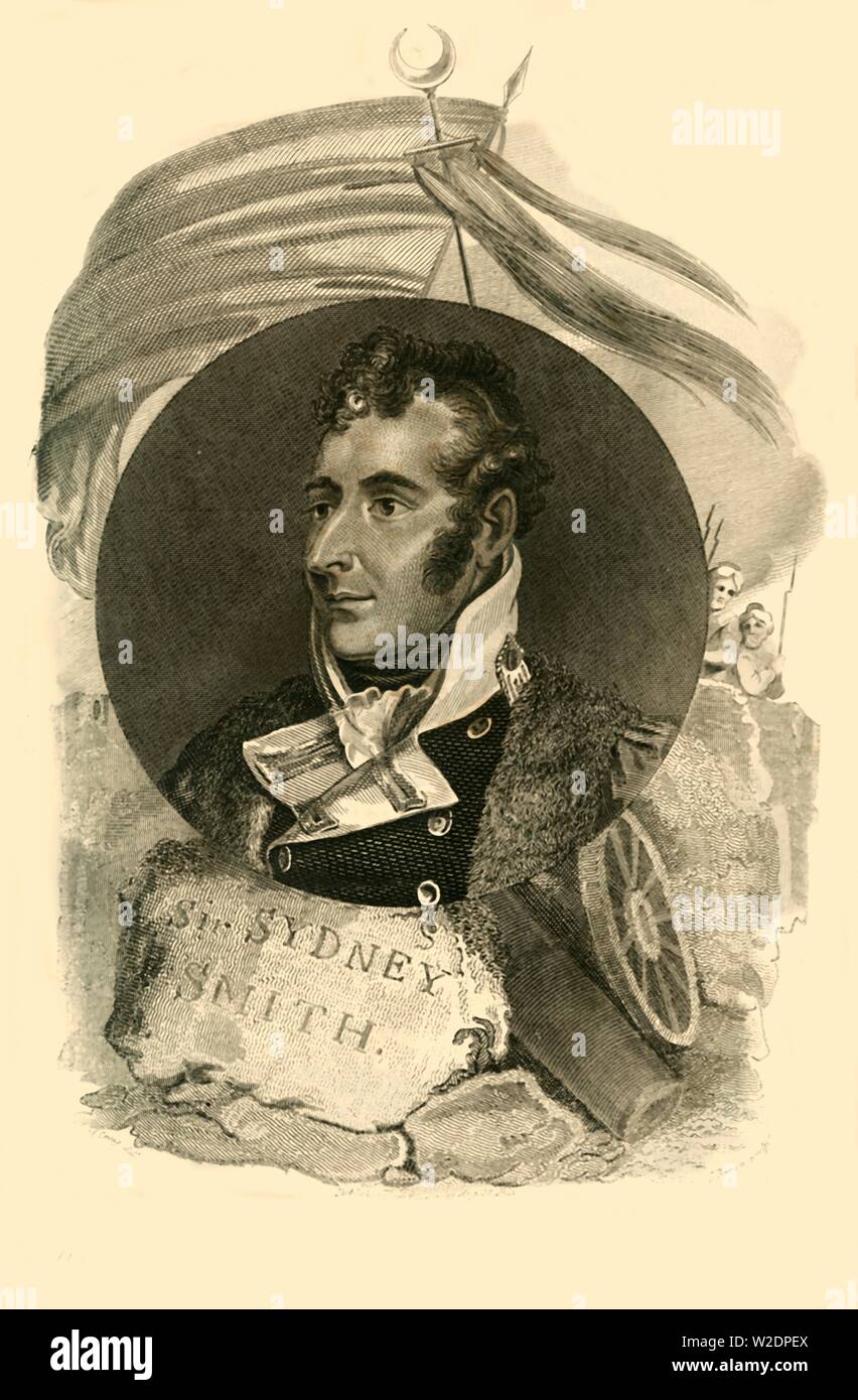 'Sir Sidney Smith, che con 300 marinai britannici, ha difeso la violazione di acro", (1764-1840), 1816. Creatore: sconosciuto. Foto Stock