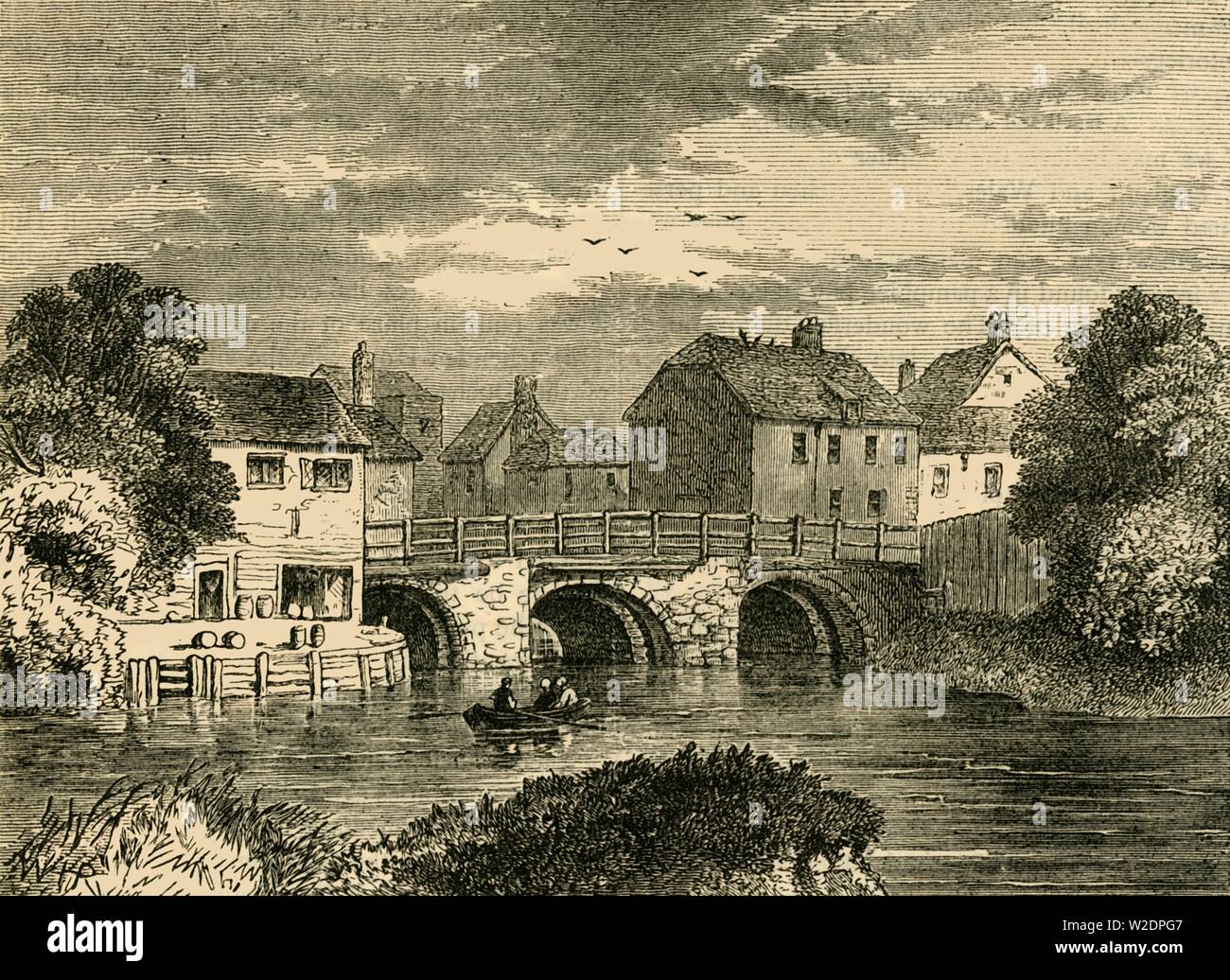 "Vecchio ponte di prua', C1876. Creatore: sconosciuto. Foto Stock