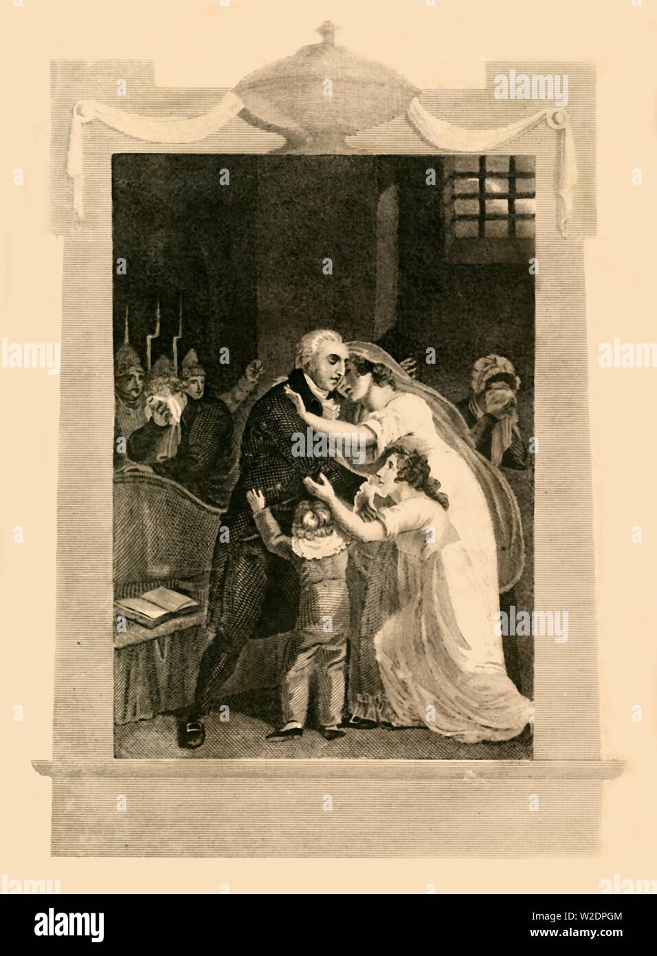 'Louis XVI congedo della sua famiglia precedente per la sua esecuzione', (1782),1816. Creatore: sconosciuto. Foto Stock