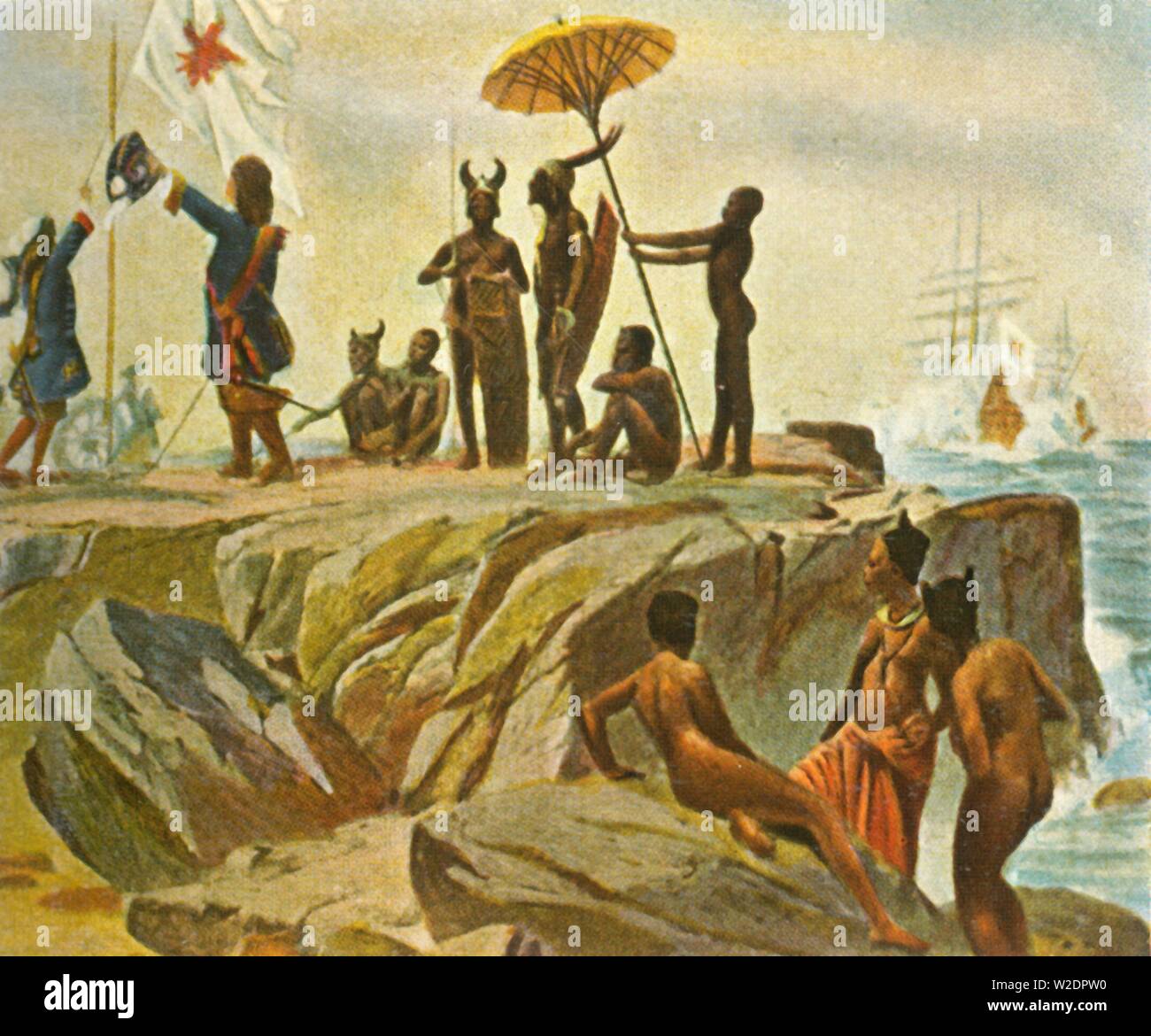 Costruzione di colonie sulla costa africana, 1 gennaio 1683, (1936). Creatore: sconosciuto. Foto Stock