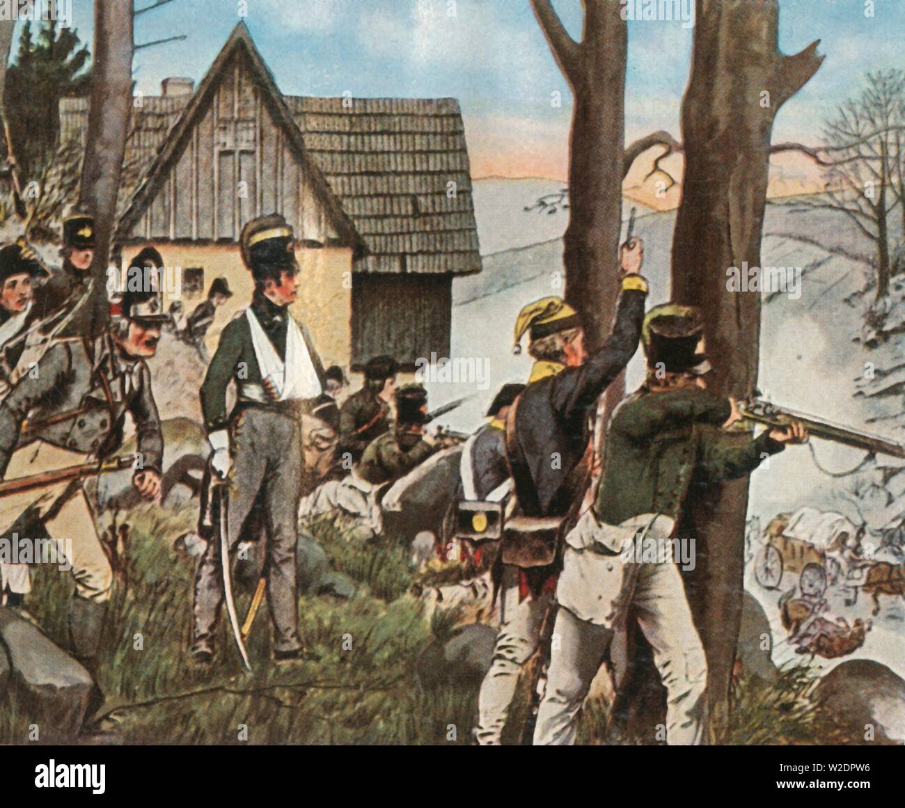 La guerra delle Alpi nella contea di Kladsko, 1807 (1936). Creatore: sconosciuto. Foto Stock