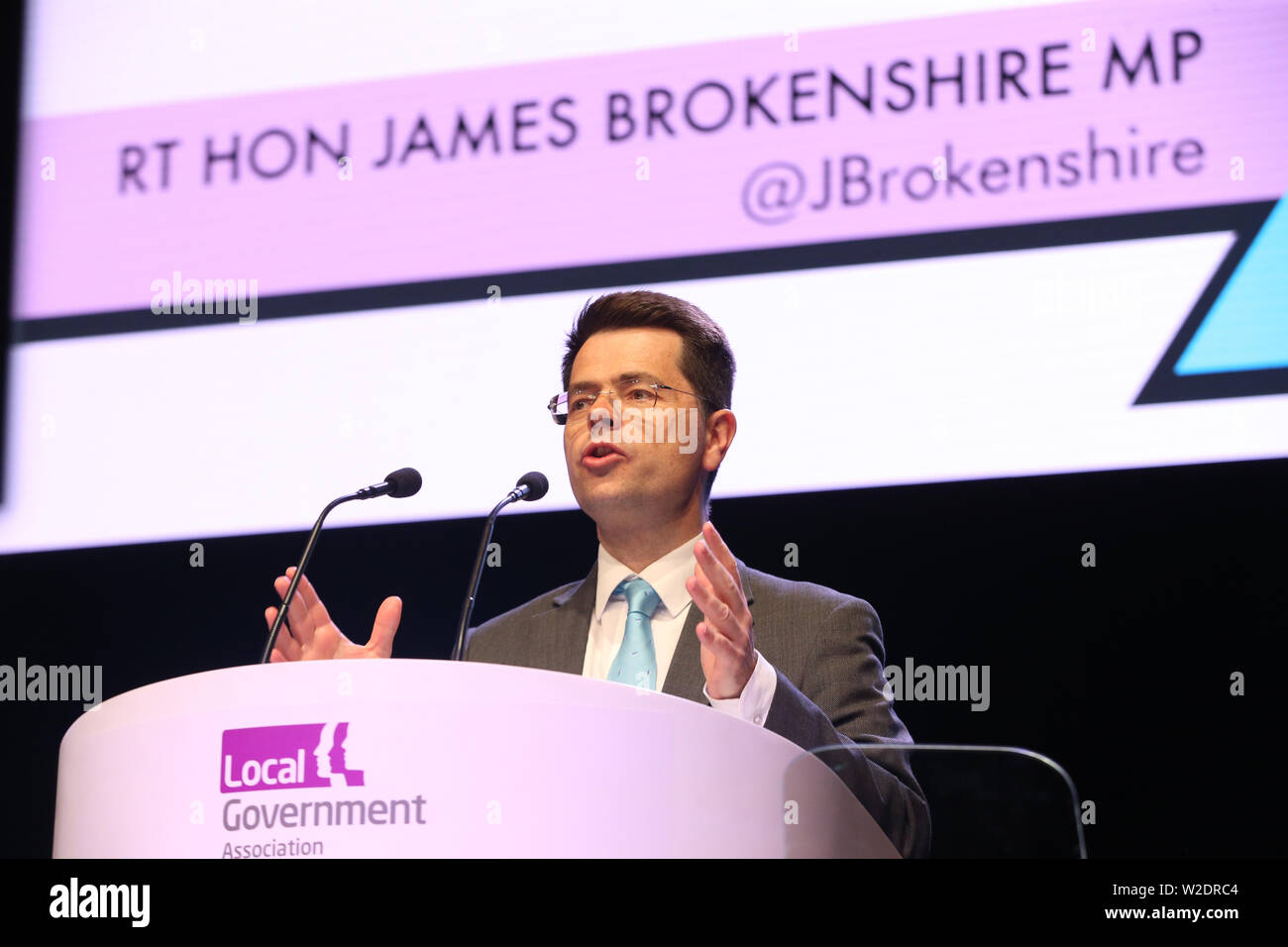 James Brokenshire, MP conferenza degli indirizzi. Centro Internazionale di Bournemouth. 2 Luglio, 2019. Foto Stock