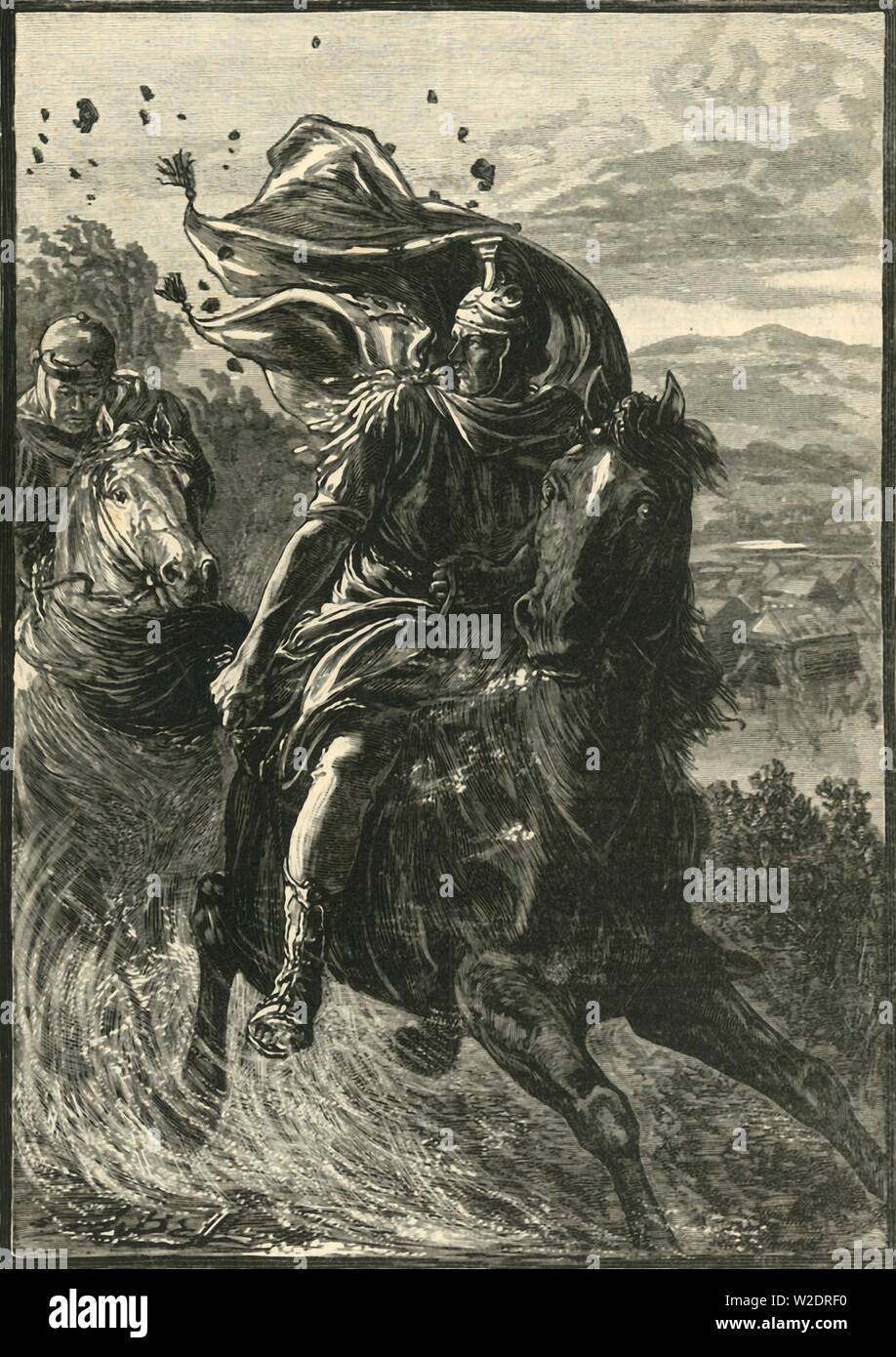 'Volo di Pompeo dal Battle-Field della Pharsalia', 1890. Creatore: sconosciuto. Foto Stock