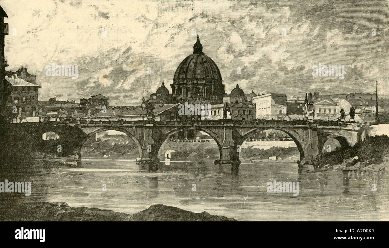 "Ponte di San Angelo, Roma, 1890. Creatore: sconosciuto. Foto Stock