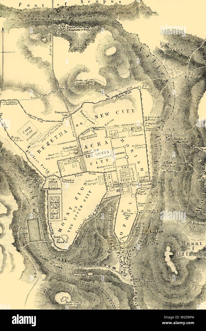 "Piano di Gerusalemme nel primo secolo cristiano", 1890. Creatore: sconosciuto. Foto Stock
