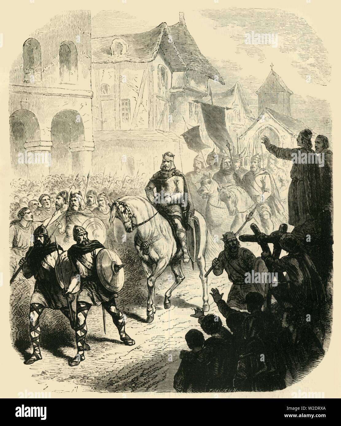 "Entrata di Charles Martel in Parigi, dopo aver sconfitto i saraceni", (732AD),1890. Creatore: sconosciuto. Foto Stock