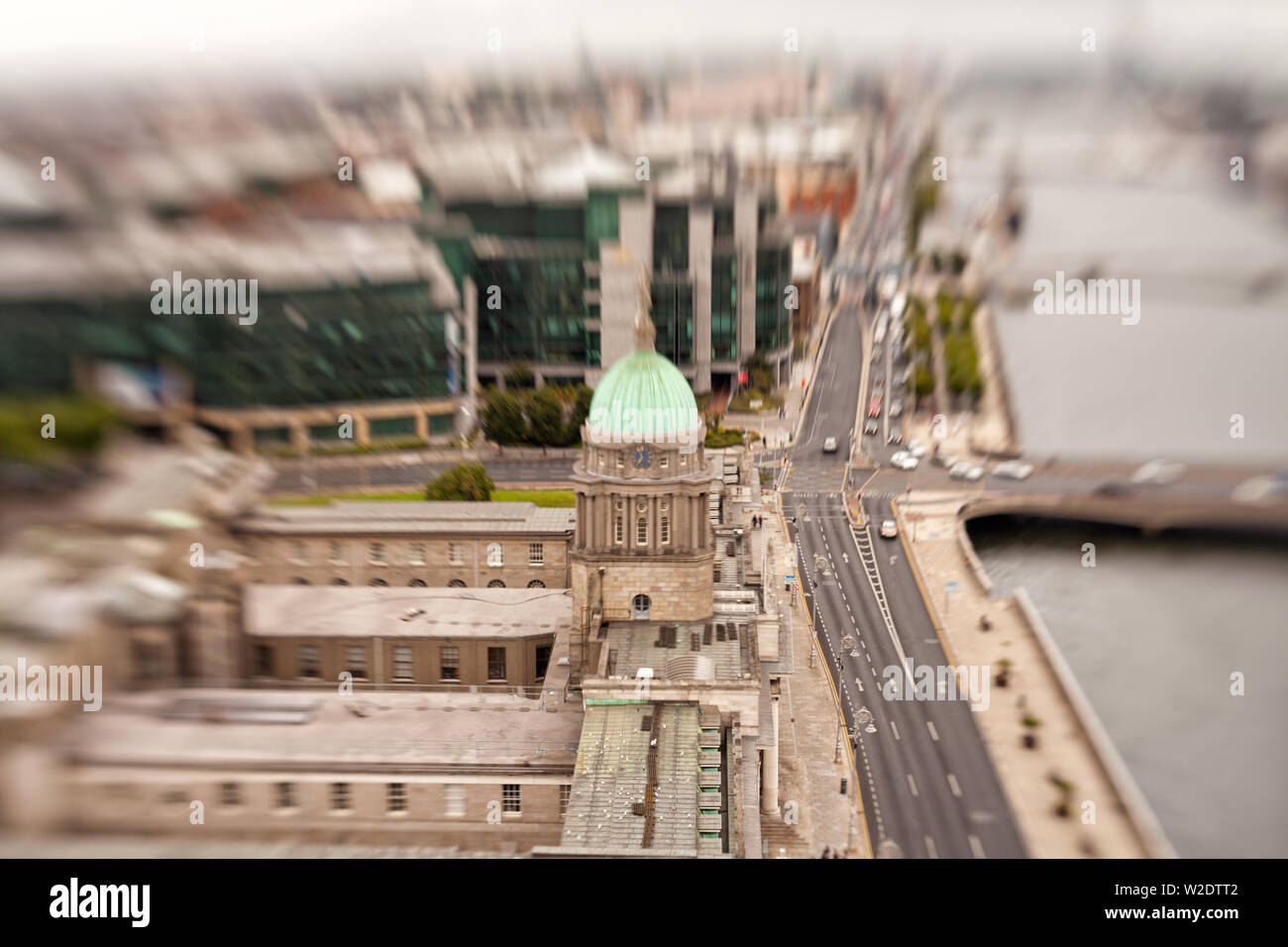 Lo skyline di Dublino da una prospettiva aerea Foto Stock