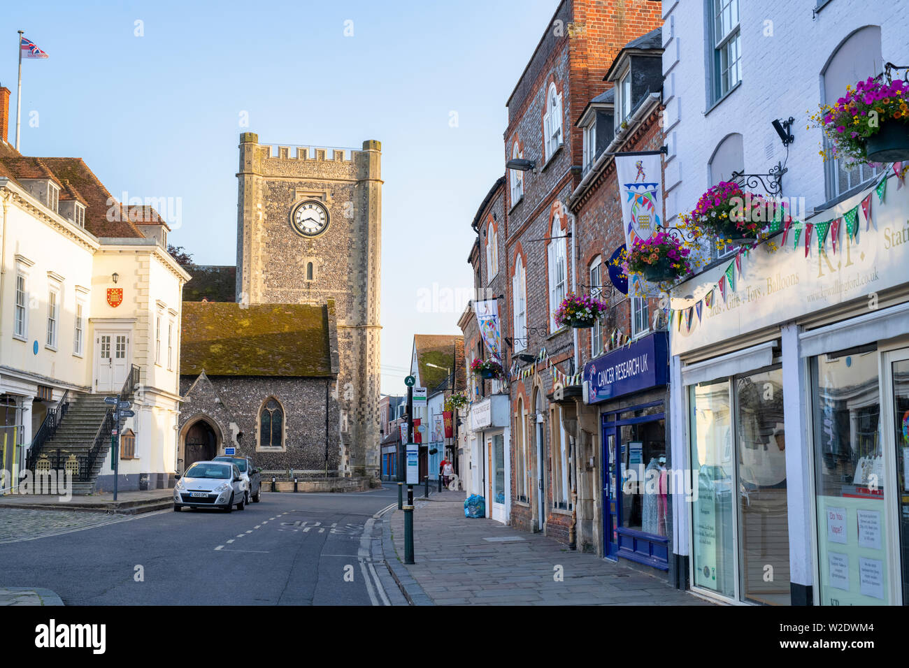 St Mary le più chiesa e municipio di città mercato di Wallingford, Oxfordshire, Inghilterra Foto Stock