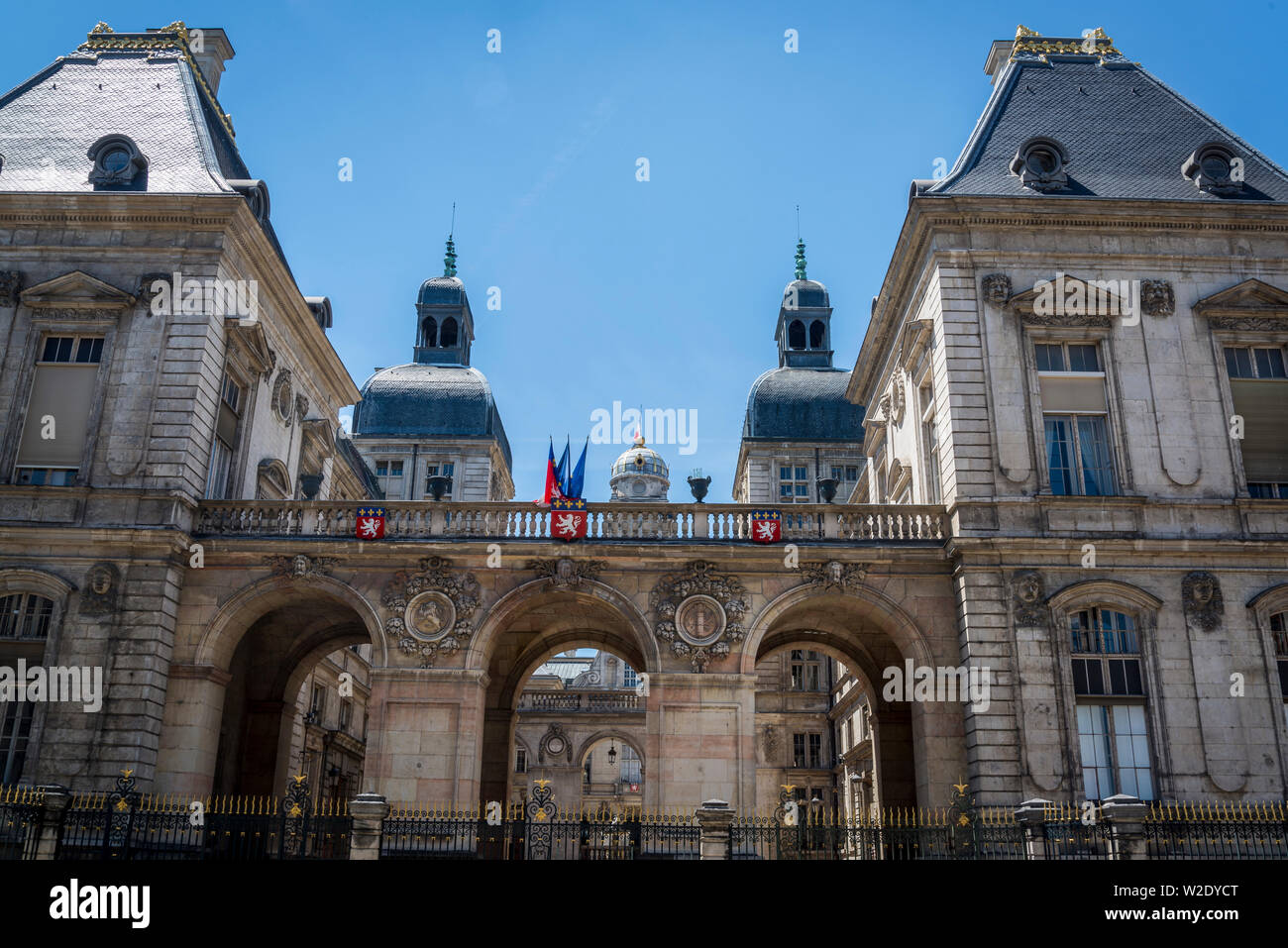 Città monumentale Hall presso la Place des Terreaux a Lione, Francia Foto Stock
