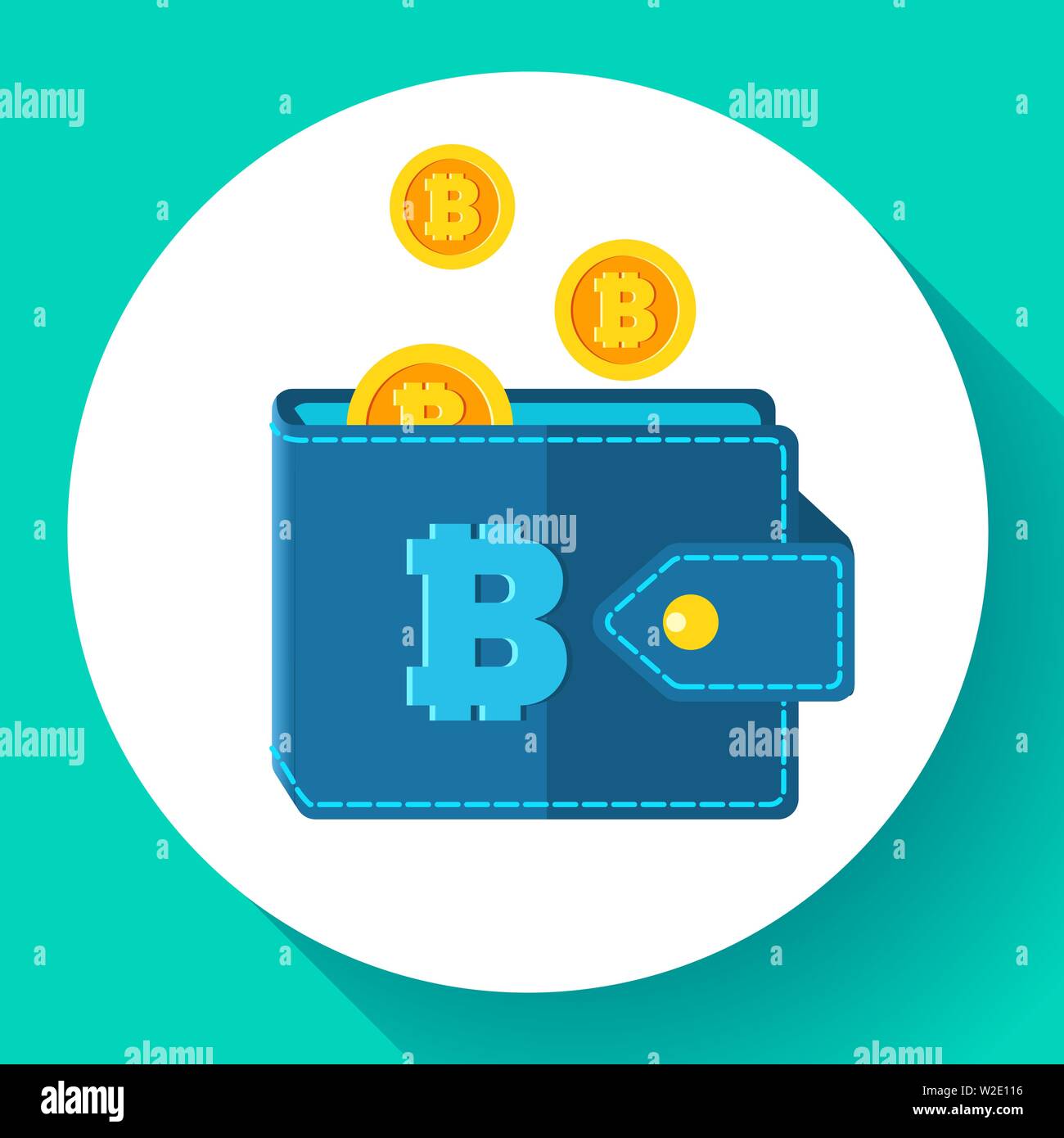 Portafoglio Bitcoin icona stile piatto, cryptocurrency wallet vettore icona Illustrazione Vettoriale