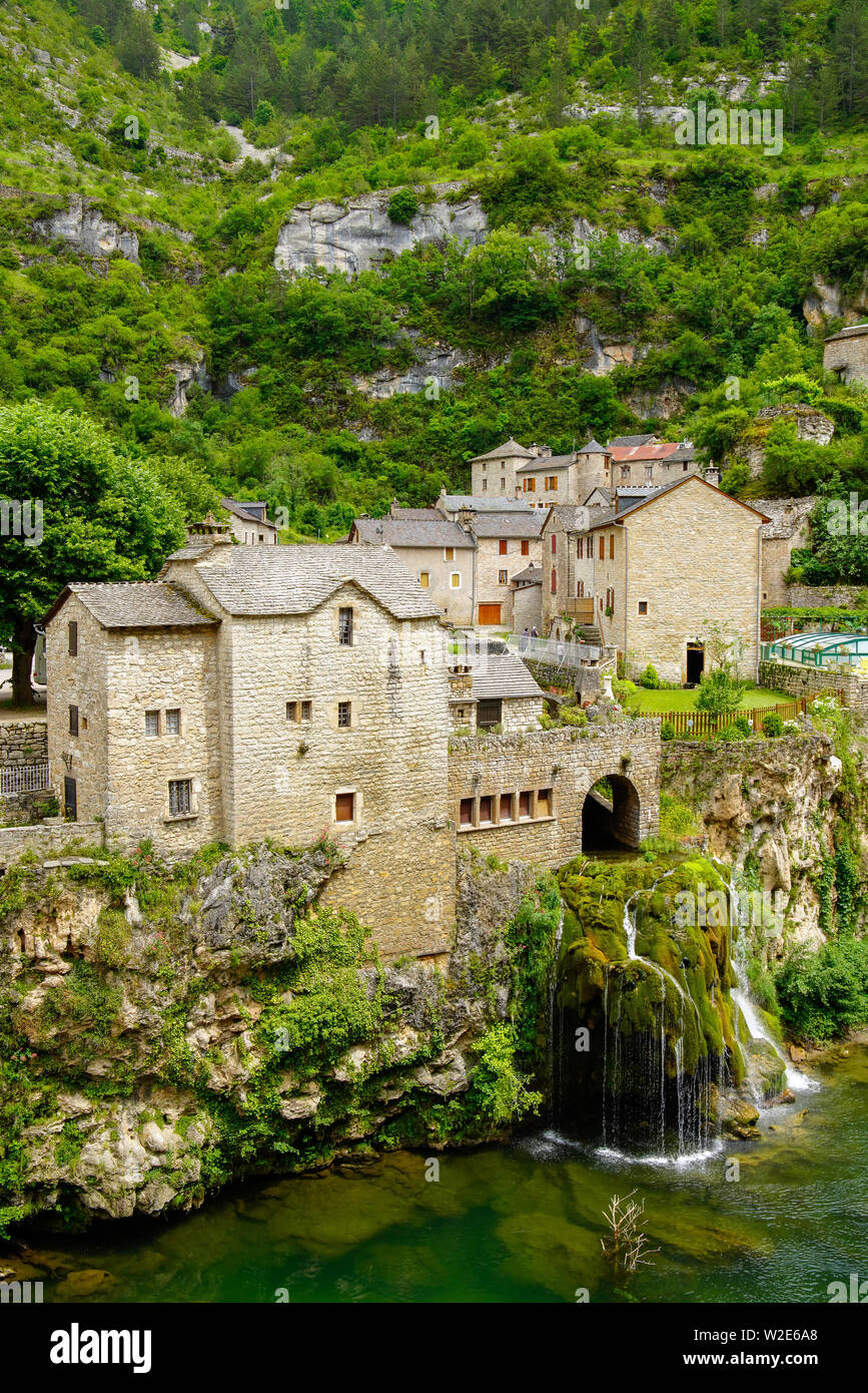 Saint-Chely-du-Tarn, comune Gorges du Tarn, dipartimento della Lozère, Occitanie, Francia. Foto Stock