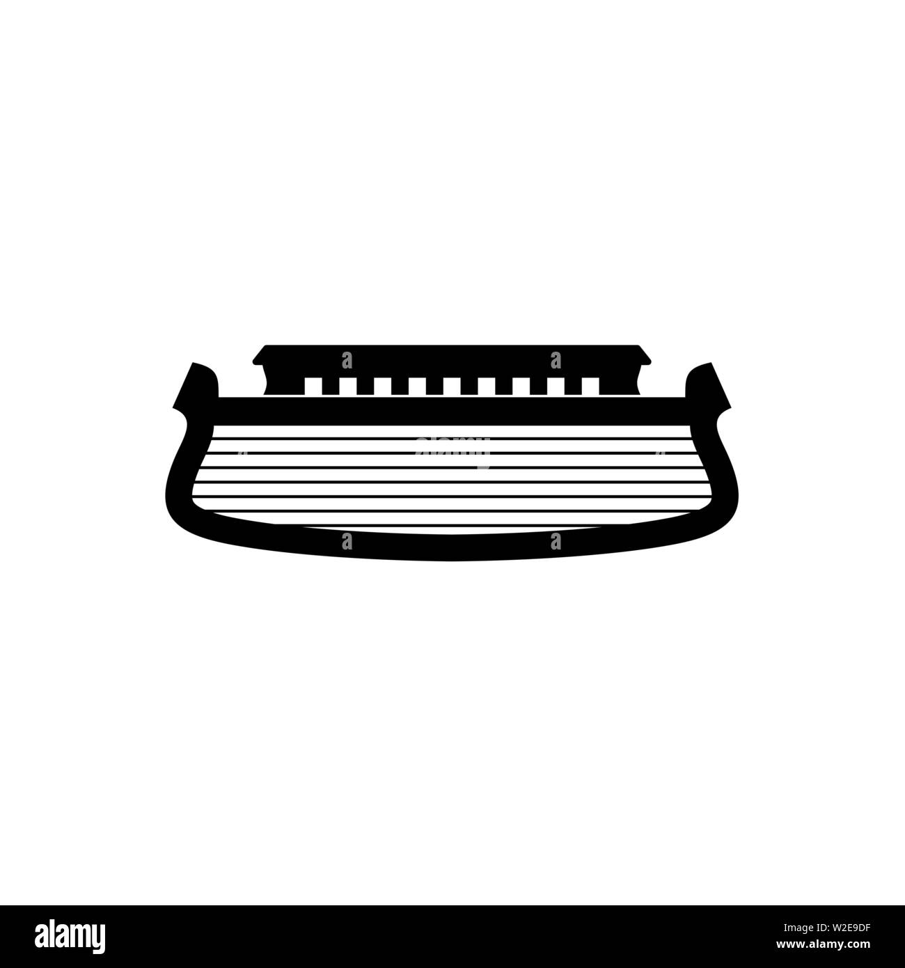 Logo dell'Arca di Noè. Nave per il soccorso di animali e persone dal diluvio. Racconto biblico. Illustrazione Vettoriale