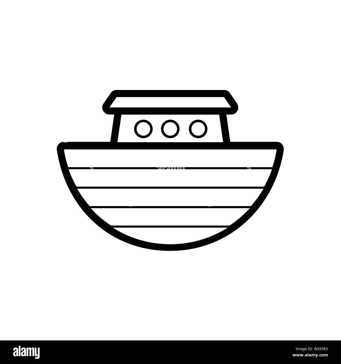 Logo dell'Arca di Noè. Nave per il soccorso di animali e persone dal diluvio. Racconto biblico. Illustrazione Vettoriale