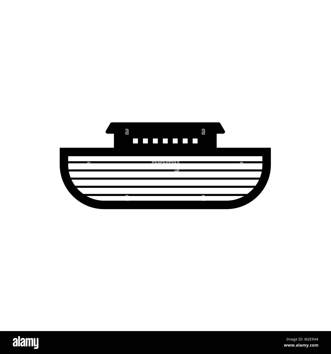 Logo dell'Arca di Noè. Nave per il soccorso di animali e persone dal diluvio. Racconto biblico. Illustrazione Vettoriale