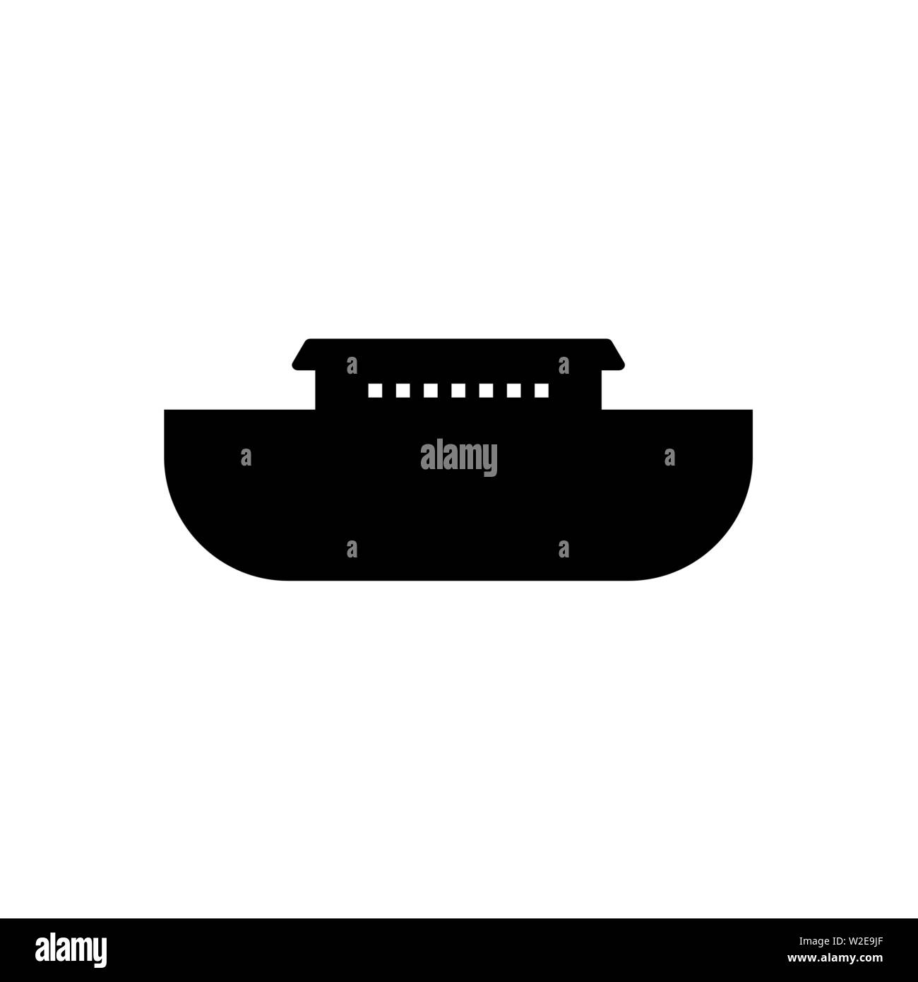 Logo dell'Arca di Noè. Nave per il soccorso di animali e persone dal diluvio. Racconto biblico. Illustrazione Vettoriale