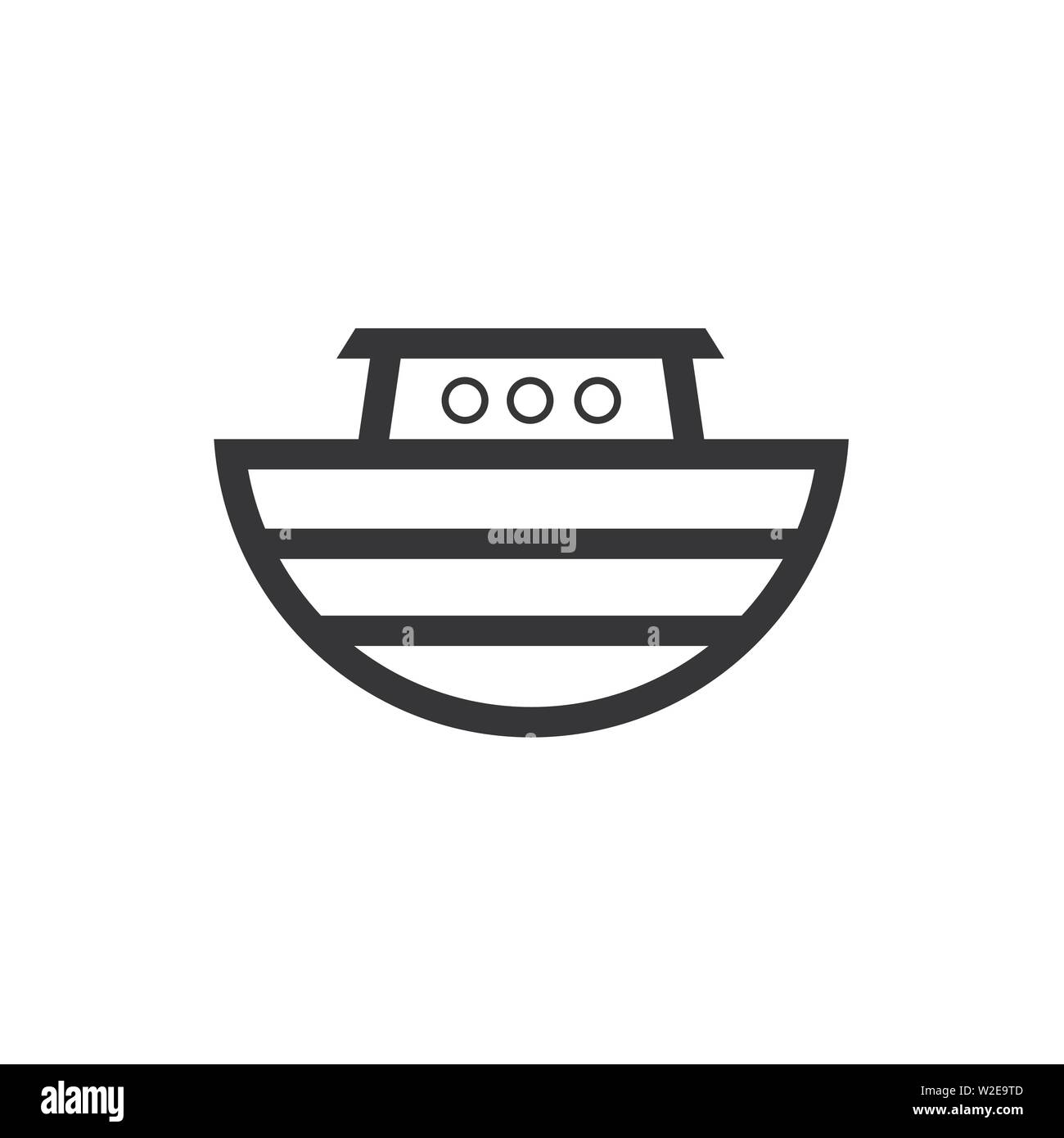 Logo dell'Arca di Noè. Nave per il soccorso di animali e persone dal diluvio. Racconto biblico. Illustrazione Vettoriale