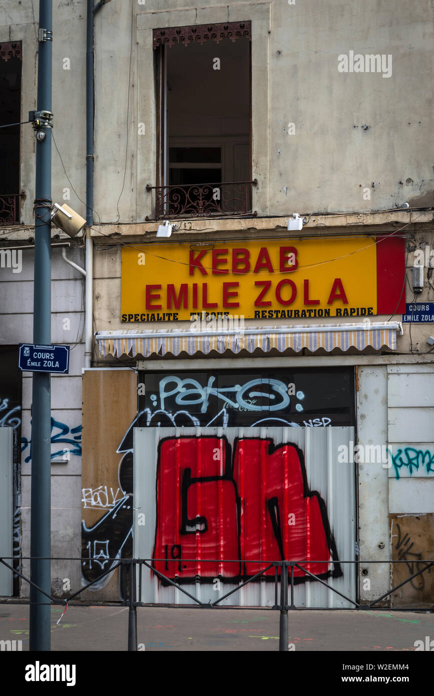 Emil Zola Kebab sul Cours Emile Zola, Villeurbanne, Lione, Francia Foto Stock