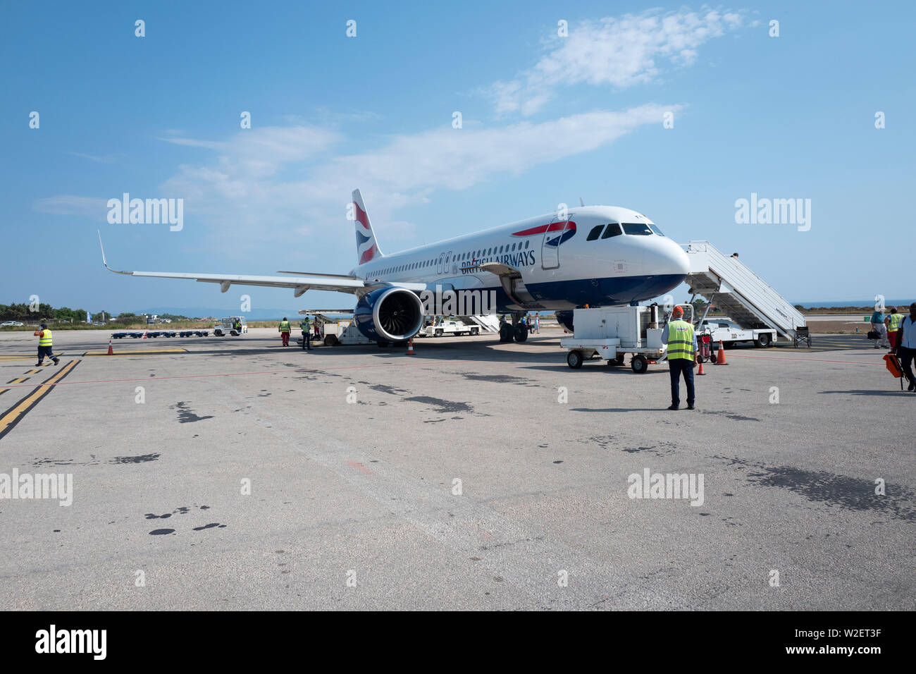 British Airways Airbus A320 all'aeroporto di Cefalonia Foto Stock