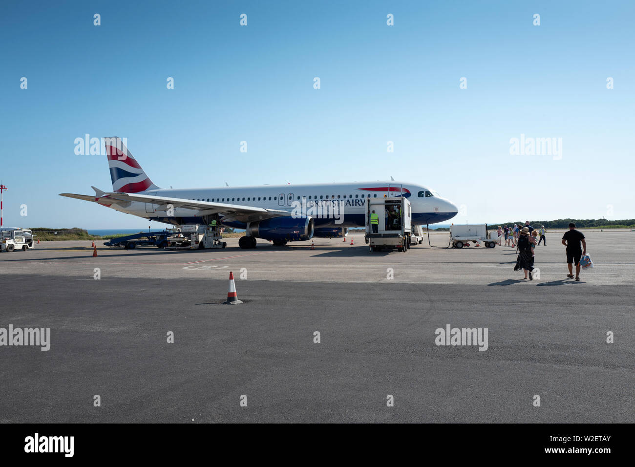 British Airways Airbus A320 all'aeroporto di Cefalonia Foto Stock