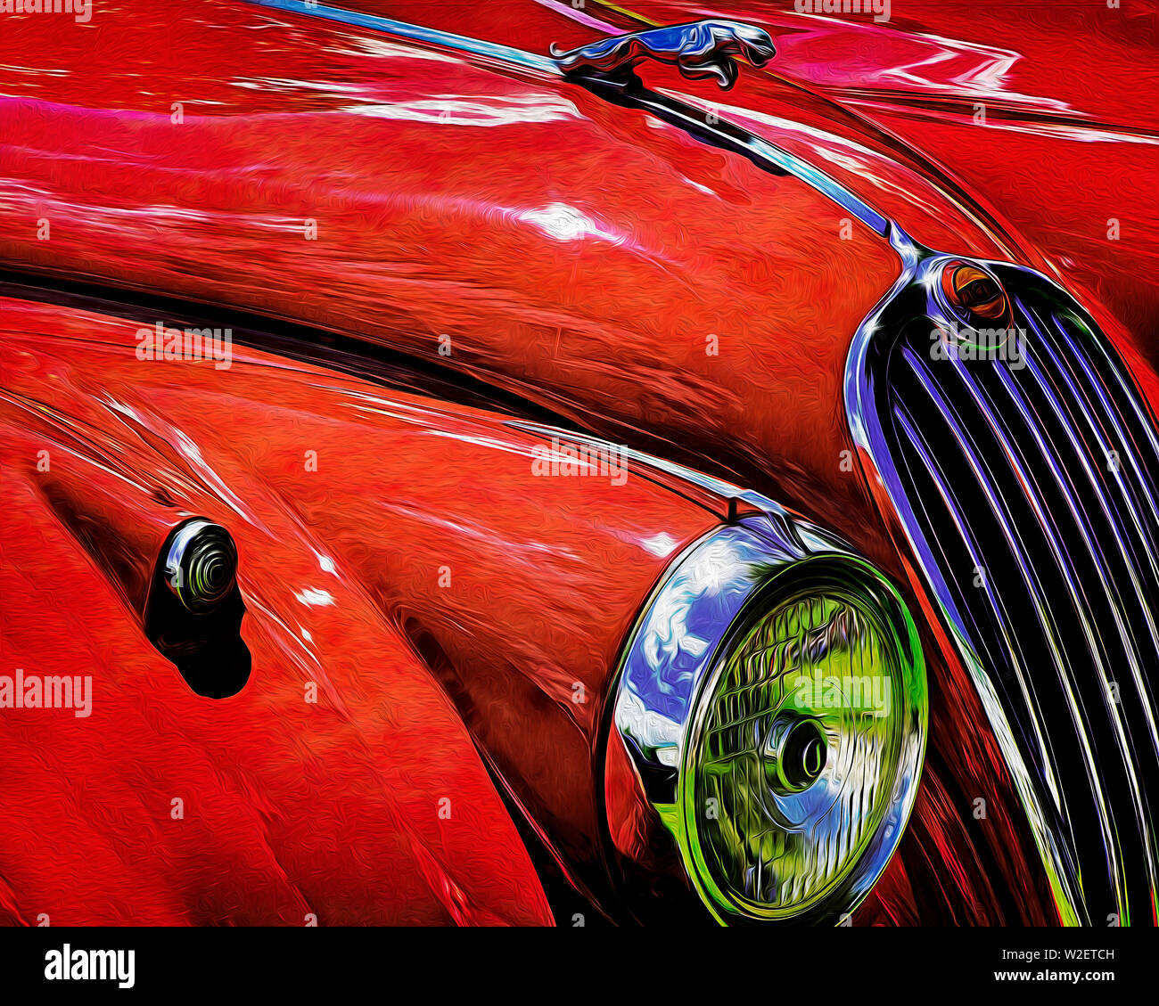 Arte: La leggenda (1958 Jaguar XK 150 SE) Foto Stock