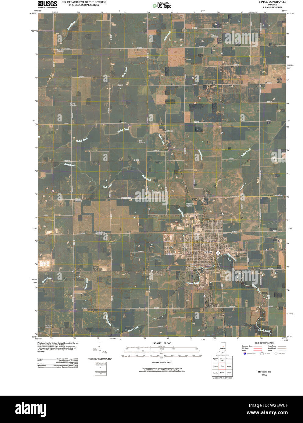 USGS TOPO Map Indiana IN Tipton 20100514 TM il restauro Foto Stock