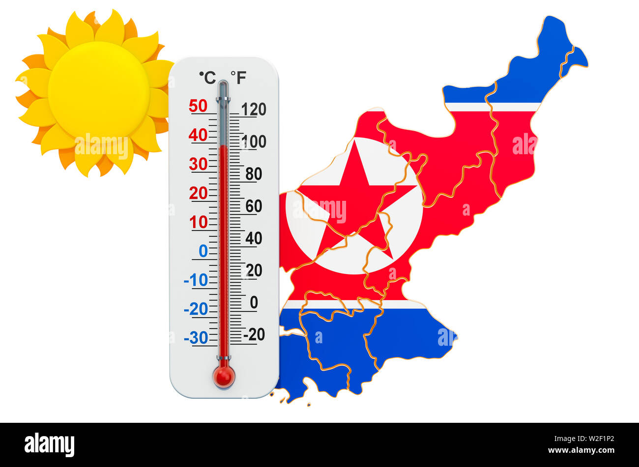 Calore in Corea del Nord del concetto. 3D rendering isolati su sfondo bianco Foto Stock