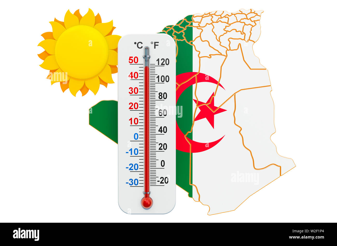 Calore in Algeria concetto. 3D rendering isolati su sfondo bianco Foto Stock