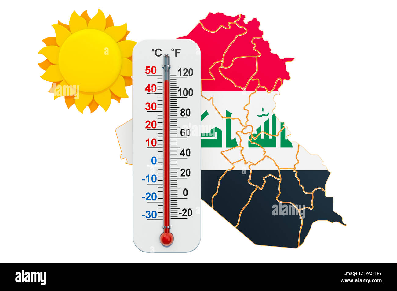 Calore in Iraq concetto. 3D rendering isolati su sfondo bianco Foto Stock