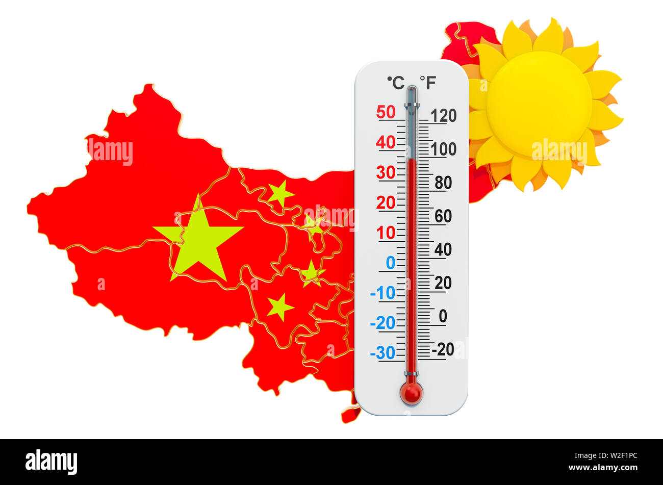 Calore in Cina concetto. 3D rendering isolati su sfondo bianco Foto Stock