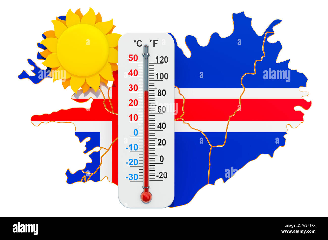 Calore in Islanda concetto. 3D rendering isolati su sfondo bianco Foto Stock