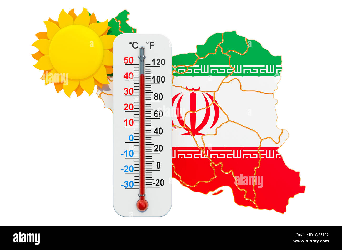 Calore in Iran concetto. 3D rendering isolati su sfondo bianco Foto Stock