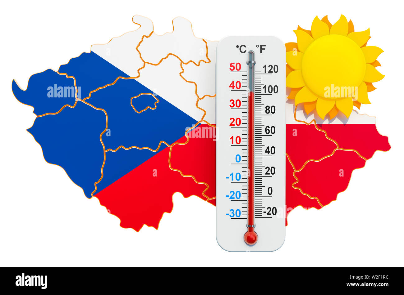 Calore in Repubblica ceca concetto. 3D rendering isolati su sfondo bianco Foto Stock