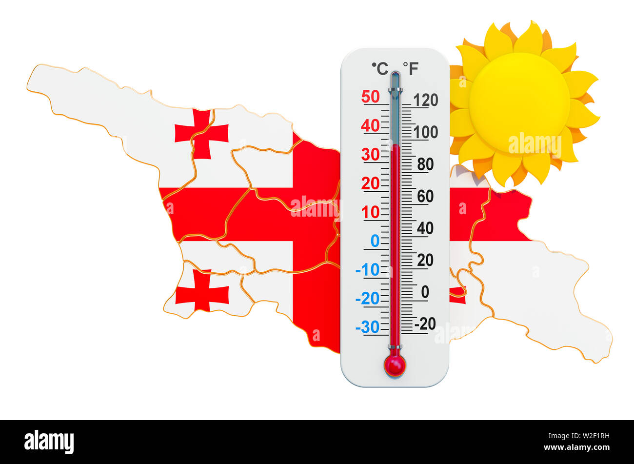 Il calore nel concetto della Georgia. 3D rendering isolati su sfondo bianco Foto Stock