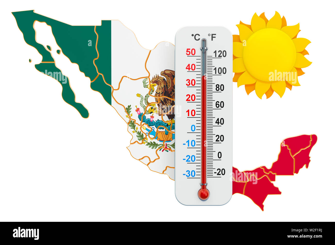 Il calore nel concetto del Messico. 3D rendering isolati su sfondo bianco Foto Stock