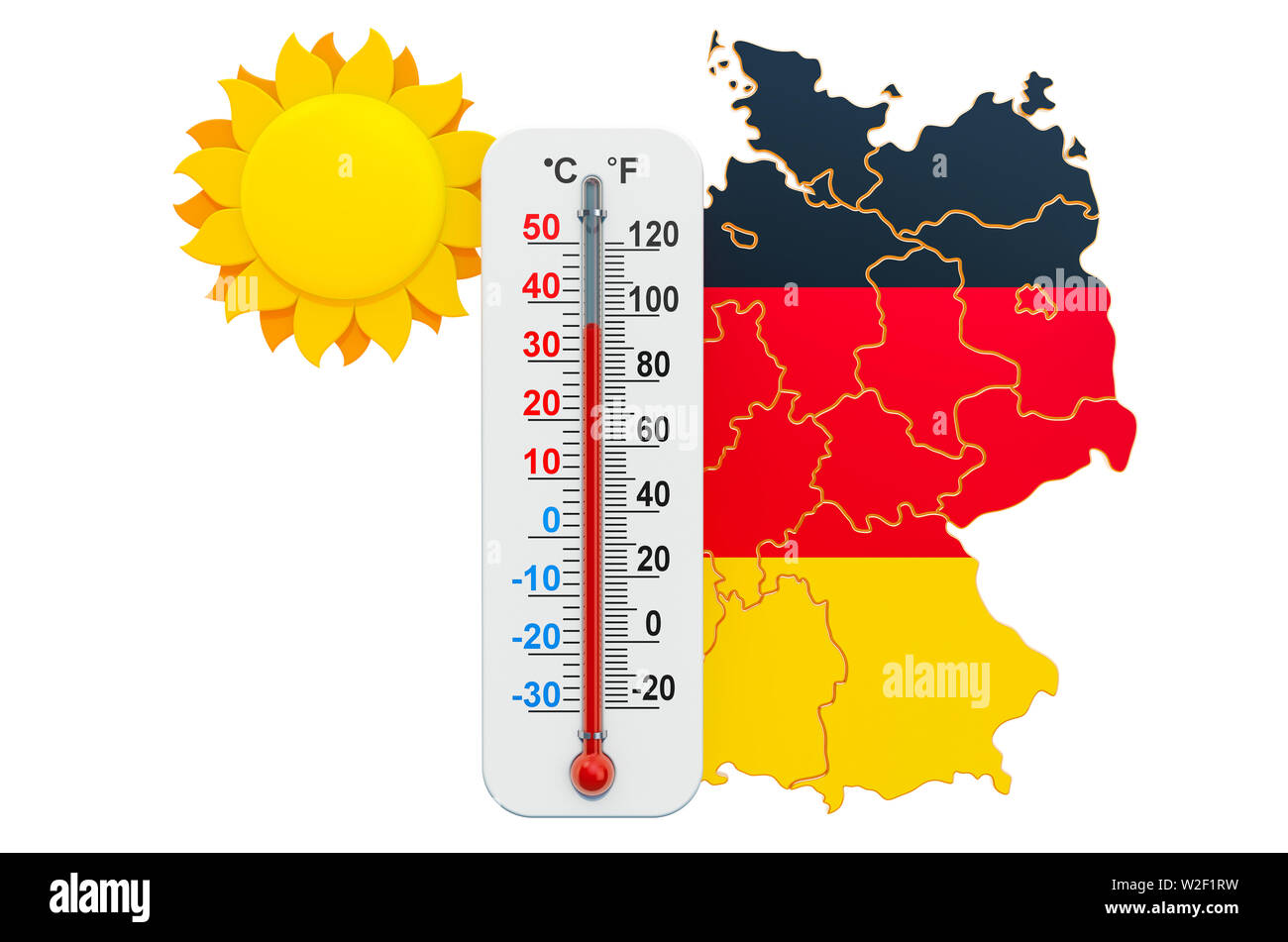Calore in Germania concetto. 3D rendering isolati su sfondo bianco Foto Stock