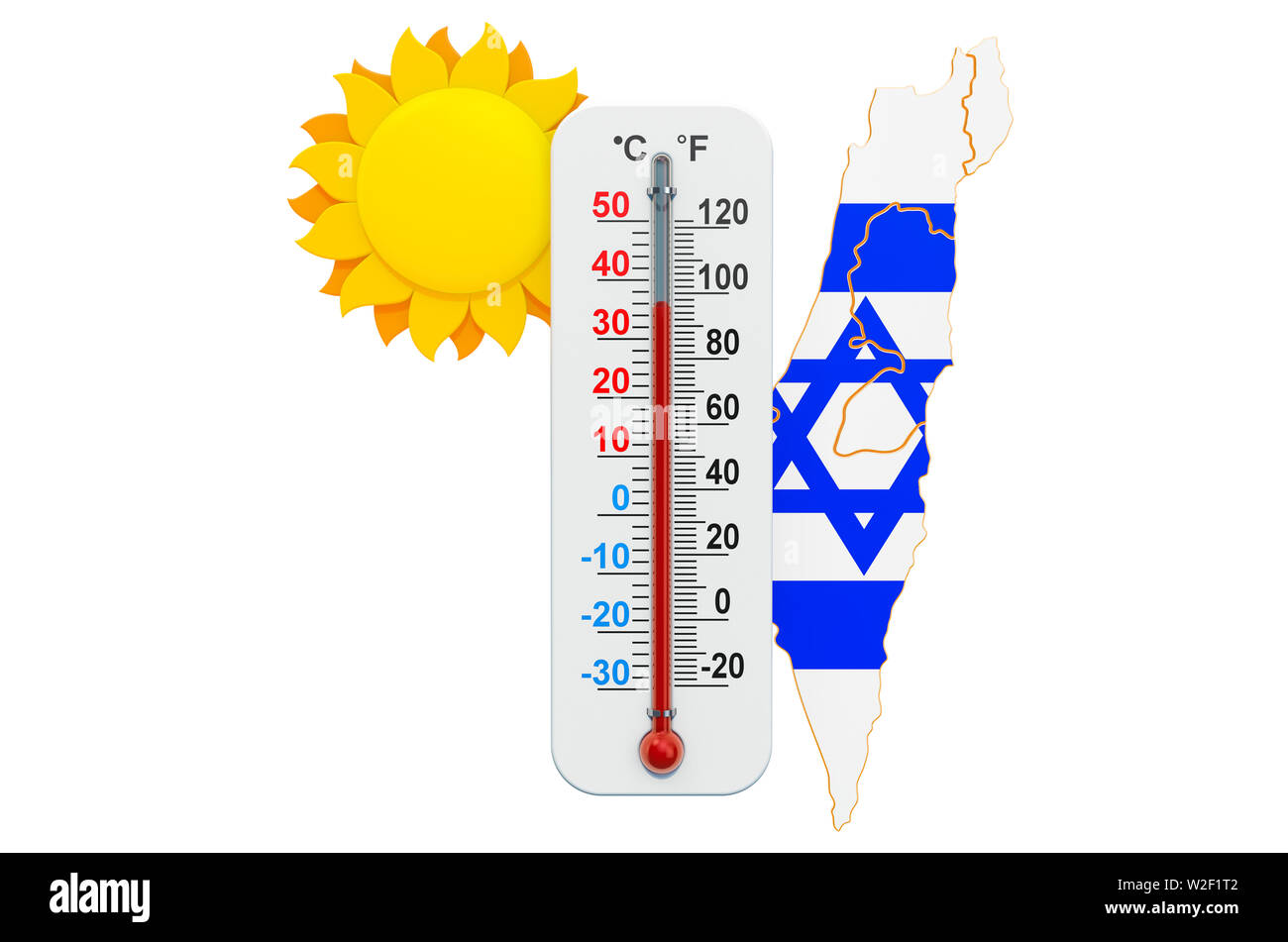 Il calore nel concetto di Israele. 3D rendering isolati su sfondo bianco Foto Stock
