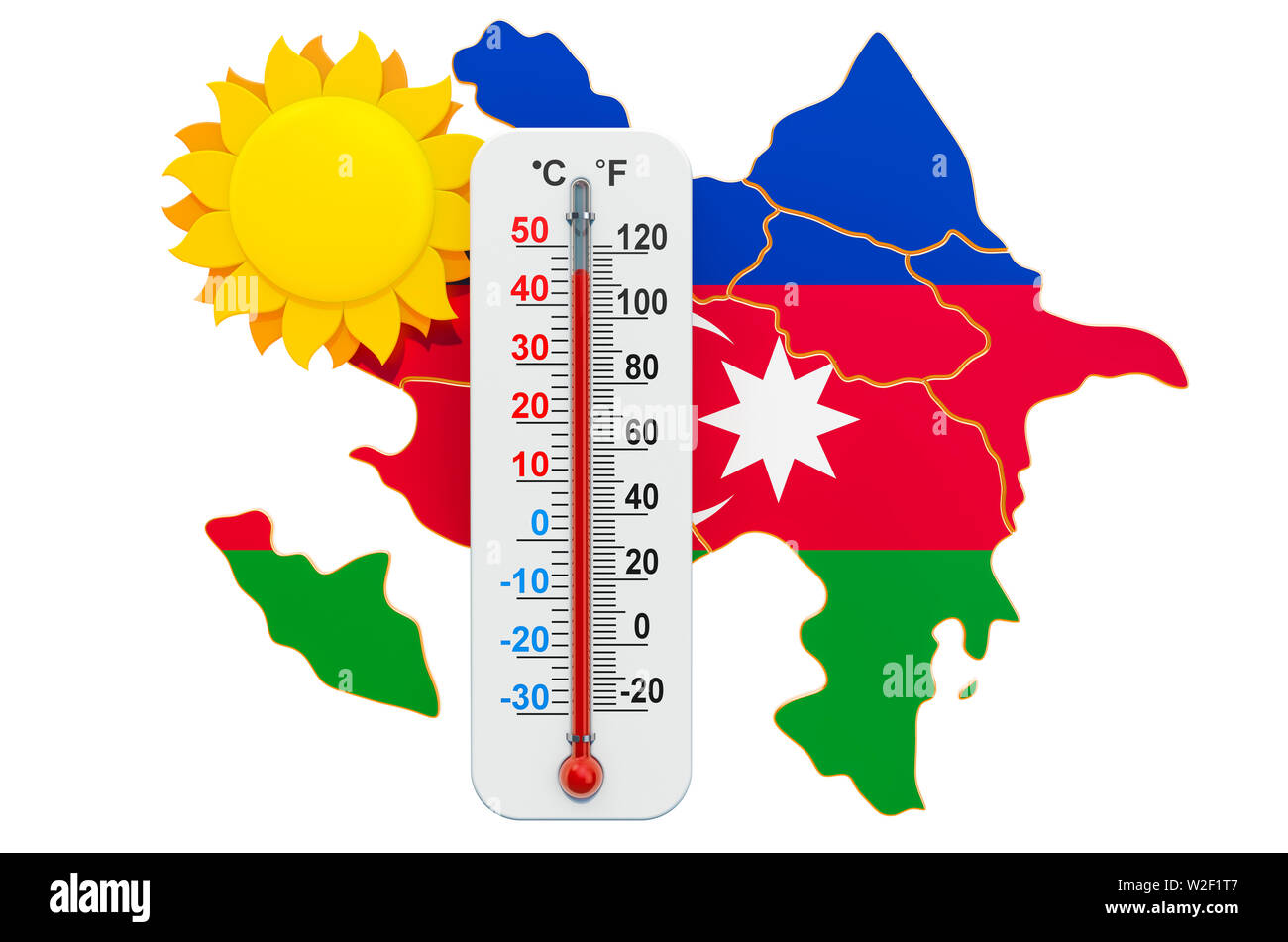 Calore in Azerbaigian concetto. 3D rendering isolati su sfondo bianco Foto Stock