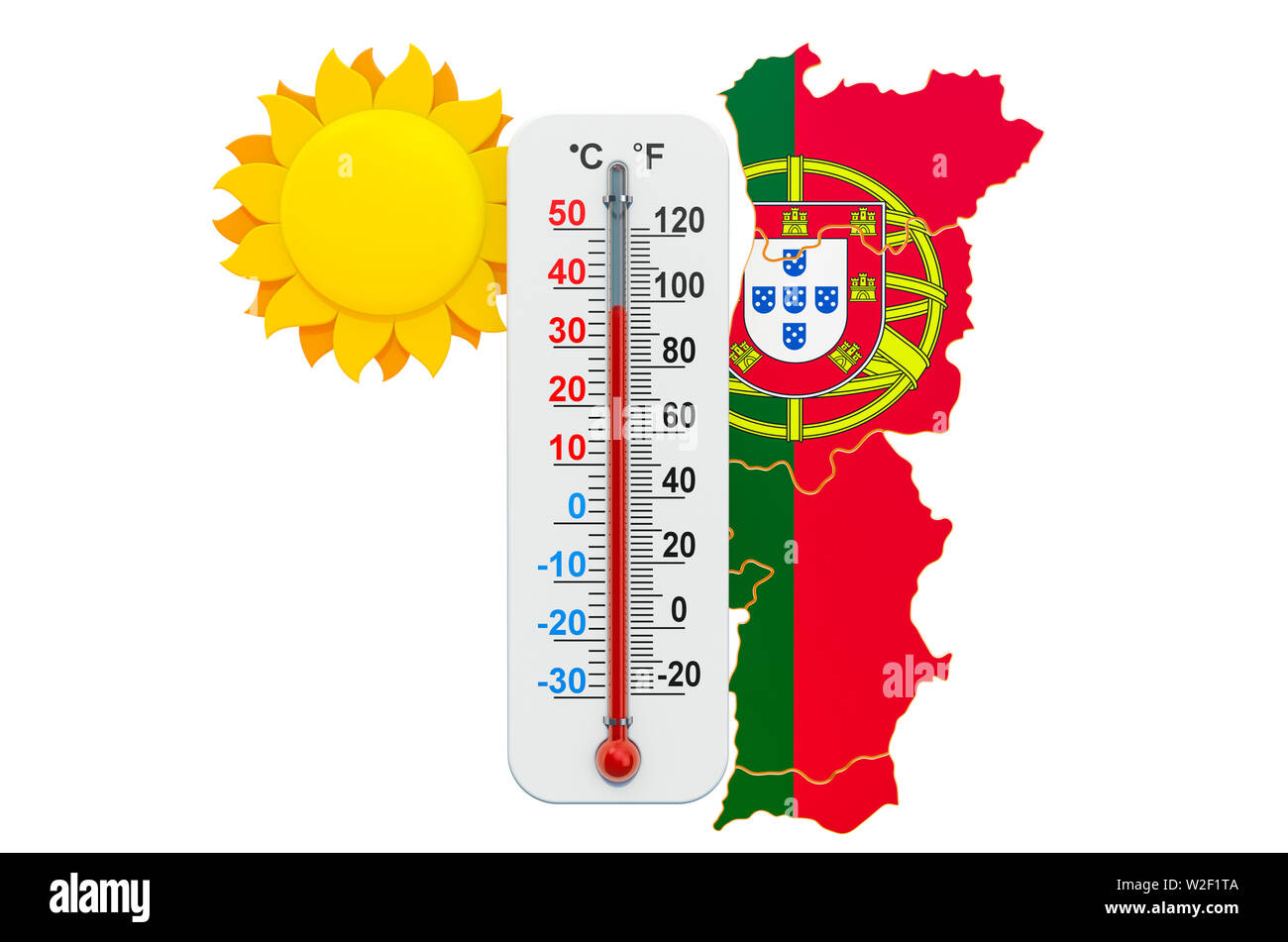 Calore in Portogallo concetto. 3D rendering isolati su sfondo bianco Foto Stock