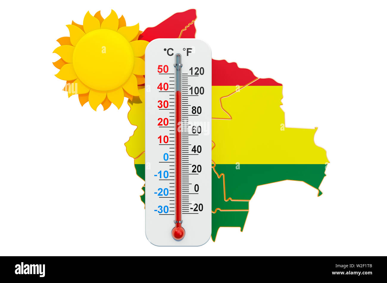 Calore in Bolivia concetto. 3D rendering isolati su sfondo bianco Foto Stock