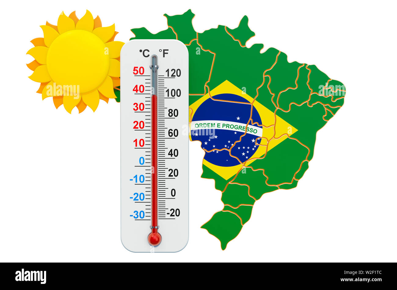 Calore in Brasile concetto. 3D rendering isolati su sfondo bianco Foto Stock