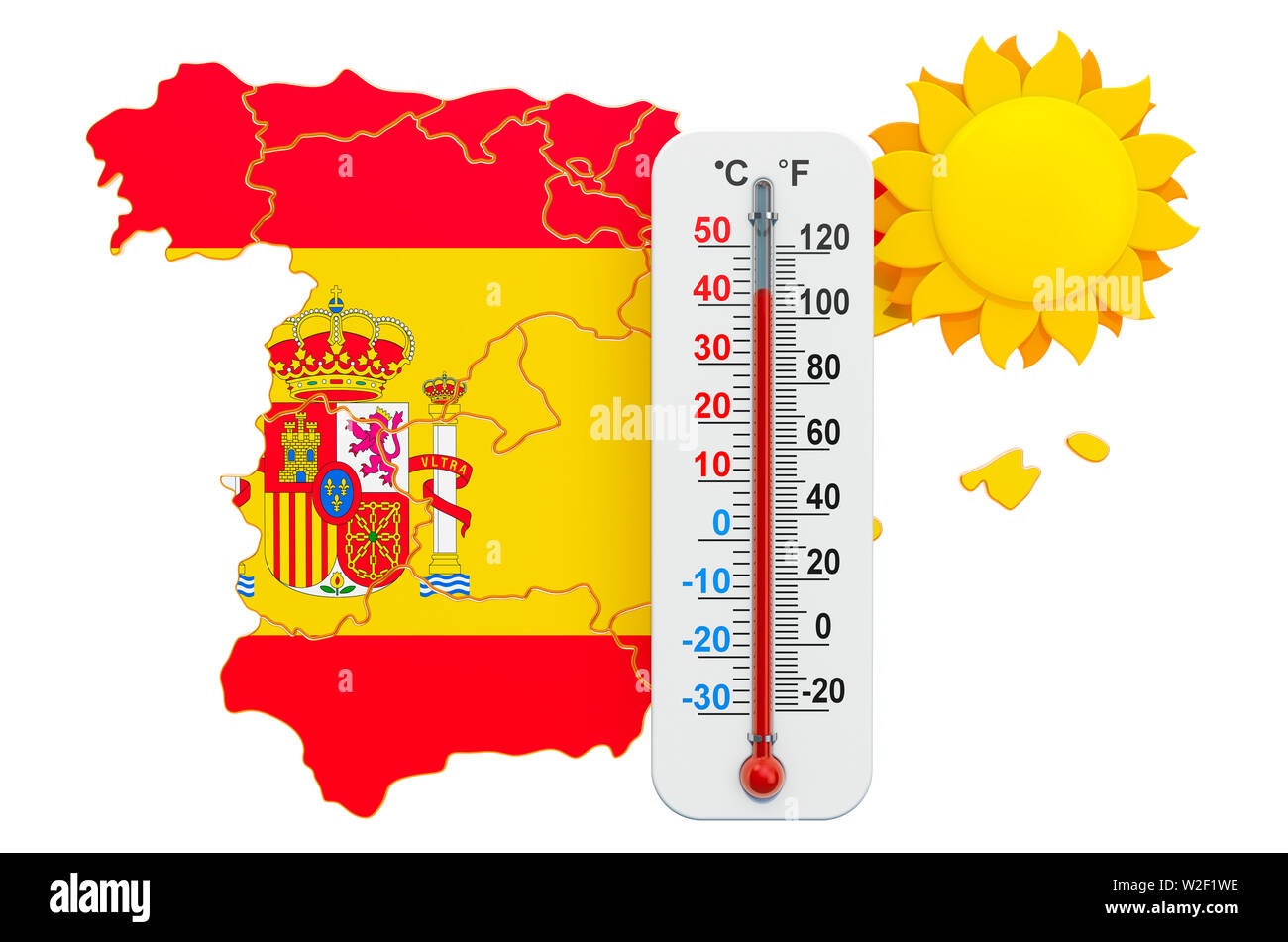 Calore in Spagna concetto. 3D rendering isolati su sfondo bianco Foto Stock