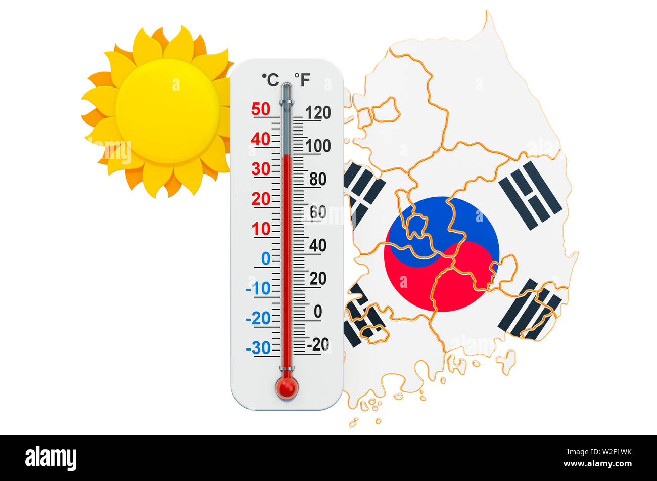 Calore in Corea del Sud del concetto. 3D rendering isolati su sfondo bianco Foto Stock