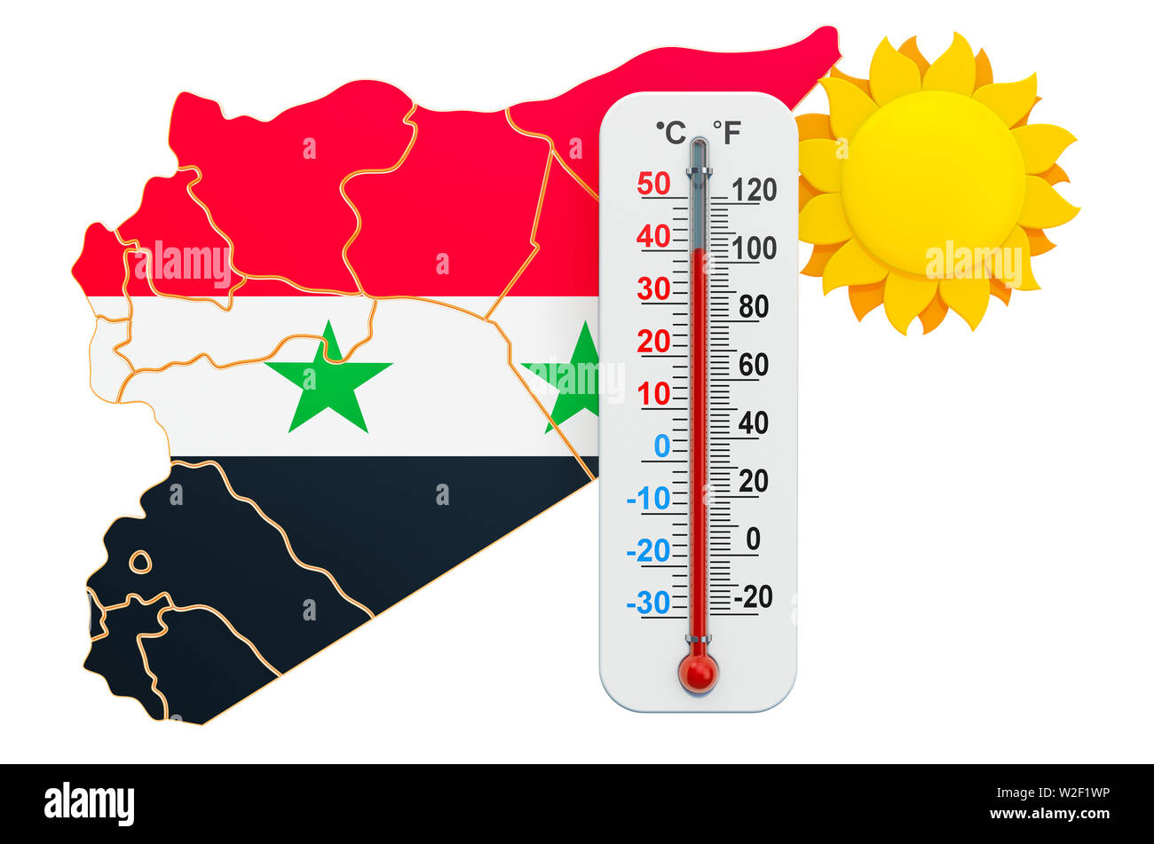 Calore in Siria concetto. 3D rendering isolati su sfondo bianco Foto Stock