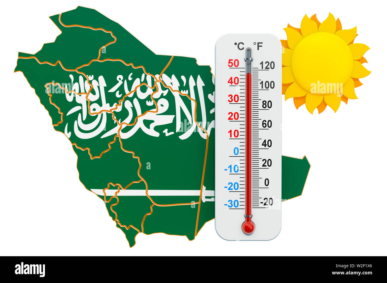 Calore in Arabia Saudita concetto. 3D rendering isolati su sfondo bianco Foto Stock
